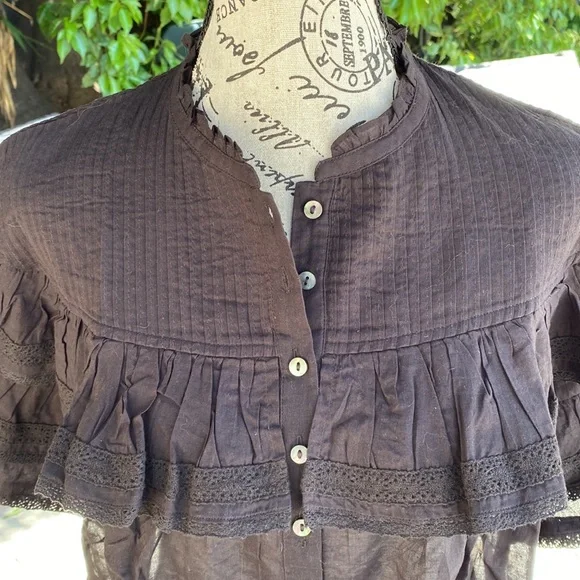 NWT Spell Dove Lace 💯Organic Cotton Blouse in Midnight size medium - Picture 7 of 14